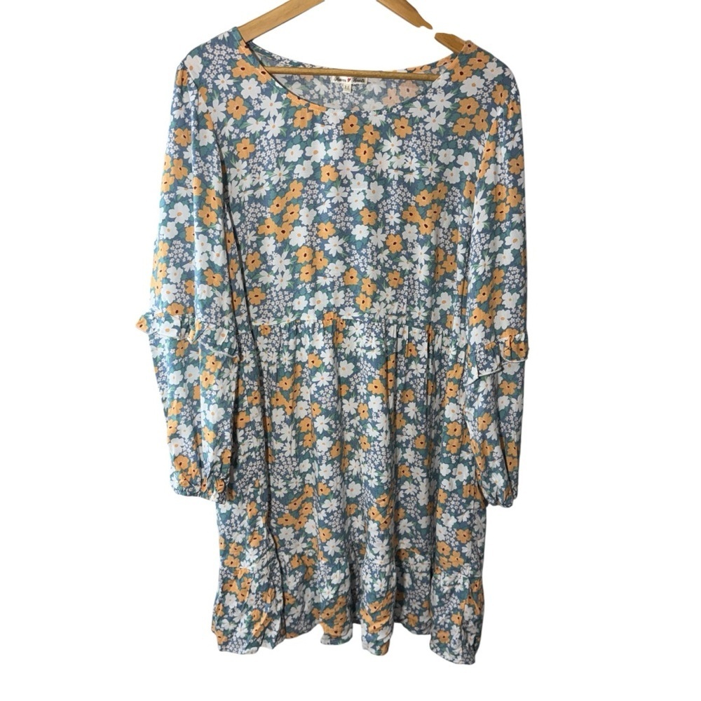 Haven Hearts Floral Feminine Long Sleeve Dress Size XL 100% Rayon